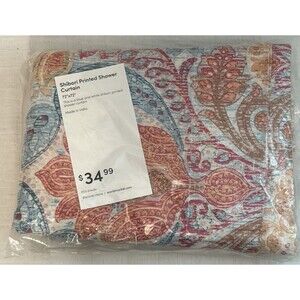 New World Market Shibori Print Cotton Fabric Shower Curtain Made in India 72x72